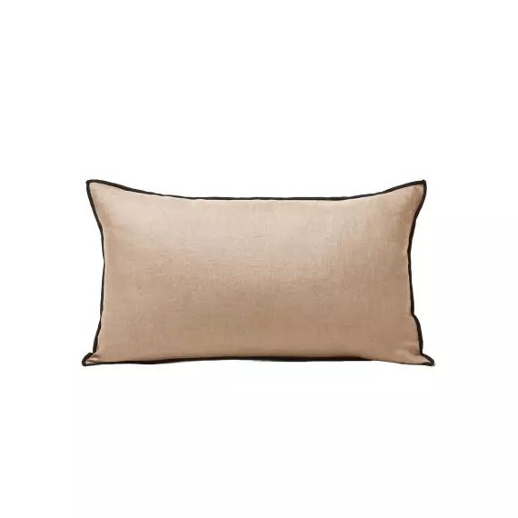 Housse de coussin 28×47 cm Sable et bourdon noir en Lin