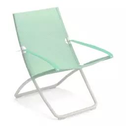 Chaise longue pliable inclinable Snooze en Métal, Tissu technique – Couleur Vert – 75 x 62.14 x 105 cm – Designer Marco Marin