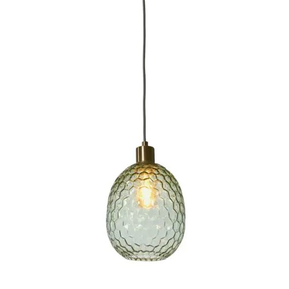Suspension en verre vert/or, h. 27cm