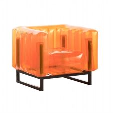 Fauteuil cadre aluminium noir assise tpu orange