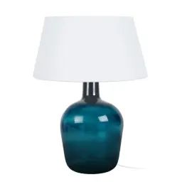 Lampe a poser verre bleu et blanc