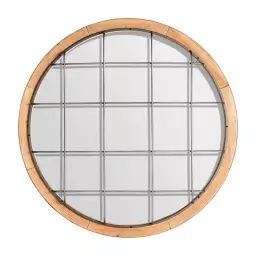 Miroir en bois de sapin en marron 105x105x10 cm
