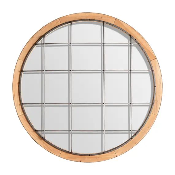 Miroir en bois de sapin en marron 105x105x10 cm