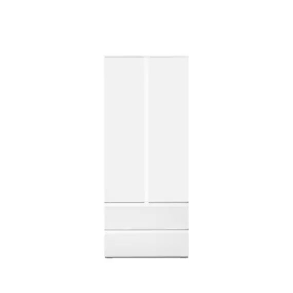 Armoire 2 portes 2 tiroirs LUMIA blanc