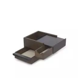 Petite boîte à bijoux en bois coloris noyer et métal noir