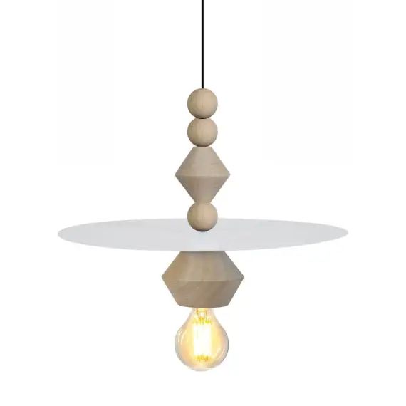Suspension bois blanc et naturel