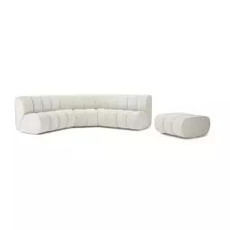 Canapé d’angle en tissu 6 places blanc pur