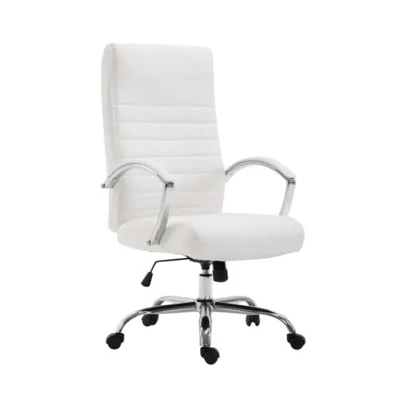 Chaise de bureau réglable pivotant en similicuir Blanc
