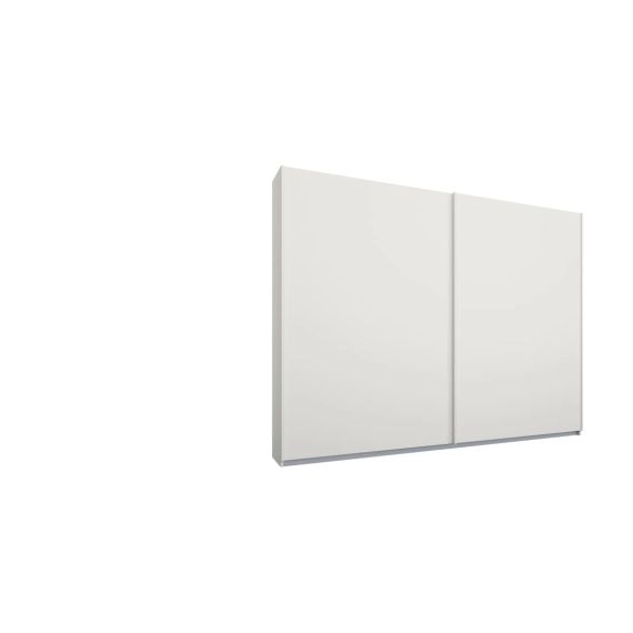 Malix, armoire à 2 portes coulissantes, 225 cm, cadre blanc et portes blanc mat, intérieur standard