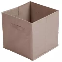 Boîte de rangement cube intissé beige sepia 31x31x31cm