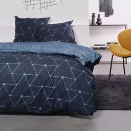 Parure de lit en Coton Bleu 240×220 cm