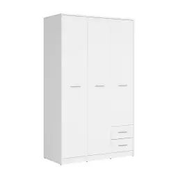 Armoire 3 portes 2 tiroirs stratifiés blanc