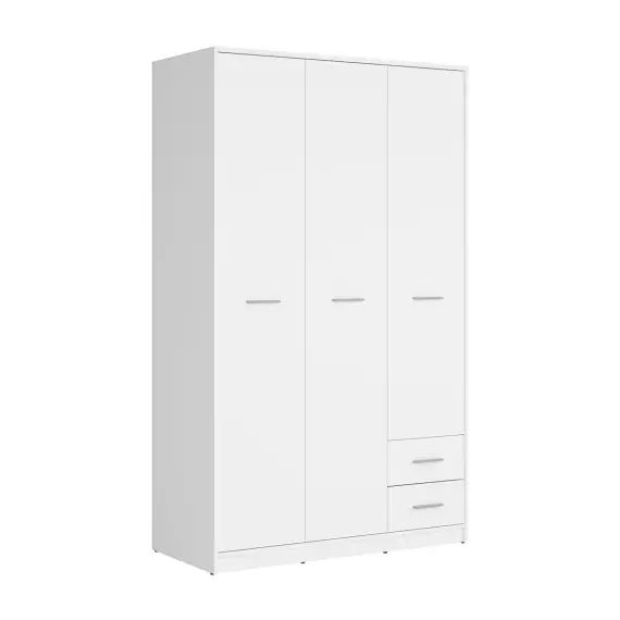 Armoire 3 portes 2 tiroirs stratifiés blanc