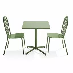 Ensemble table de jardin inclinable et 2 chaises bistrot vert cactus