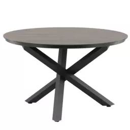 Table de jardin ronde 120cm pieds métal noir