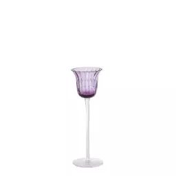 Photophore en verre soufflé violet H25