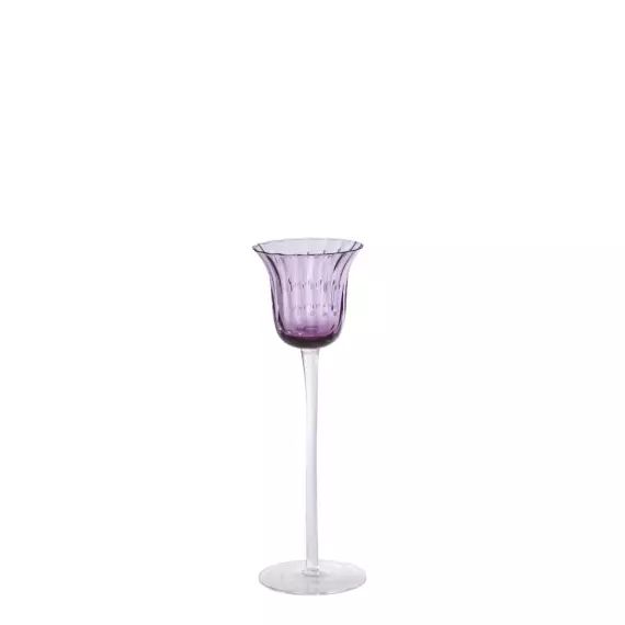 Photophore en verre soufflé violet H25