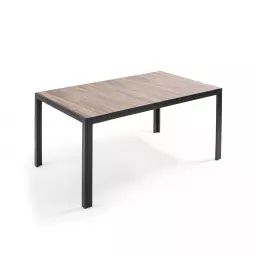 Table de jardin 6 places en aluminium et céramique effet bois