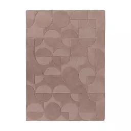 Tapis géométrique design en laine rose 120×170