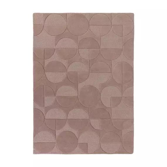 Tapis géométrique design en laine rose 120×170