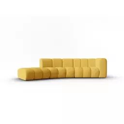 Canapé gauche 5 places en tissu chenille jaune