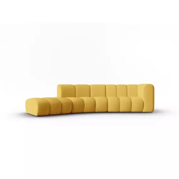 Canapé gauche 5 places en tissu chenille jaune
