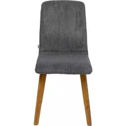 Chaise en polyester côtelé gris et chêne