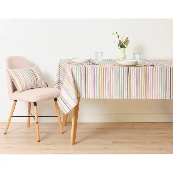 Nappe enduite anti-taches 100% coton multicolore 300×100 cm