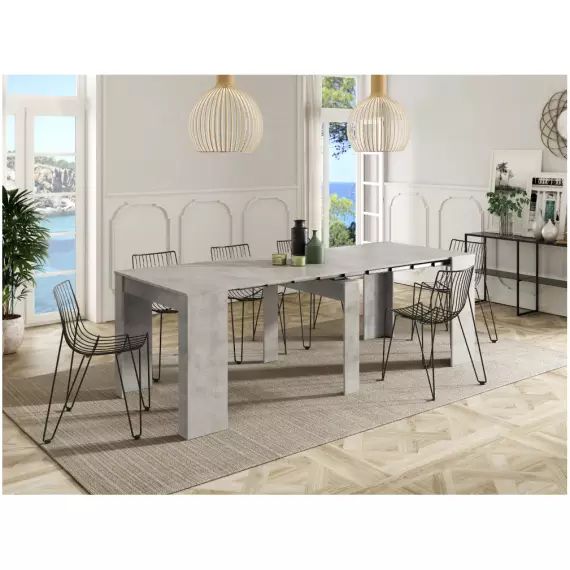 Table à manger LENA extensible L51/237cm – Béton – 237 x 90 x 78 cm – Usinestreet
