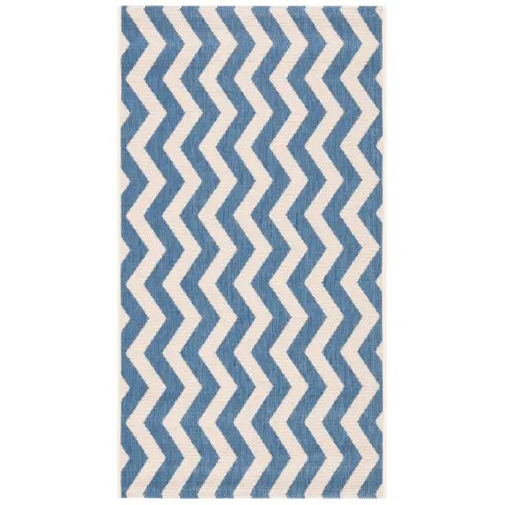 Tapis interieur / exterieur en bleu & beige, 122 x 170 cm