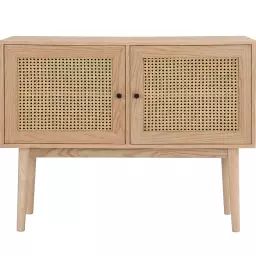 Buffet 2 portes en bois et cannage naturel 100 cm