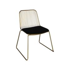Chaise design en métal avec coussin or