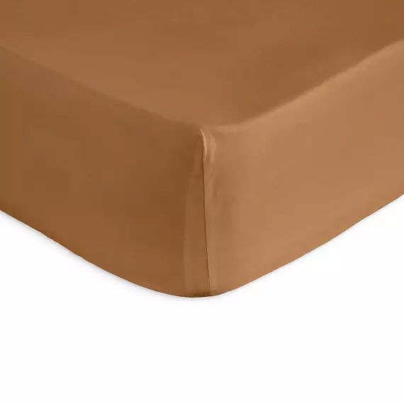 Drap housse en percale de coton PURE 160×200+28 cm marron