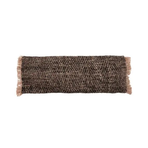 Housse de coussin en coton noir et cuivre 35×100