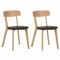 Lot de 2 chaises modernes en bois et simili