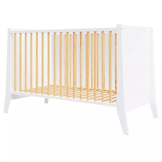 Lit bébé évolutif en bois blanc et pin – 120×60 cm