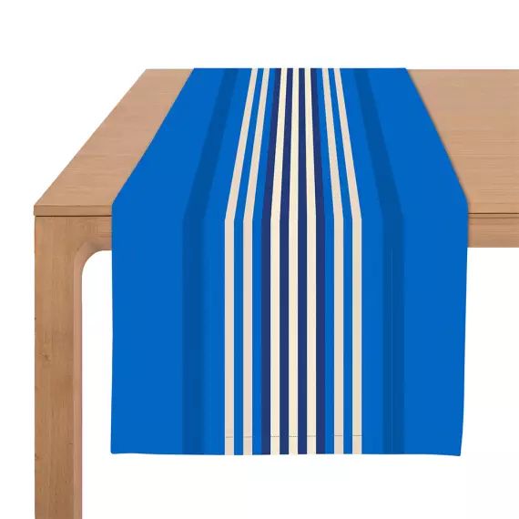 Chemin de table coton bleu 50×155