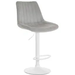 Tabouret de bar velours ajustable pivotant velours Gris