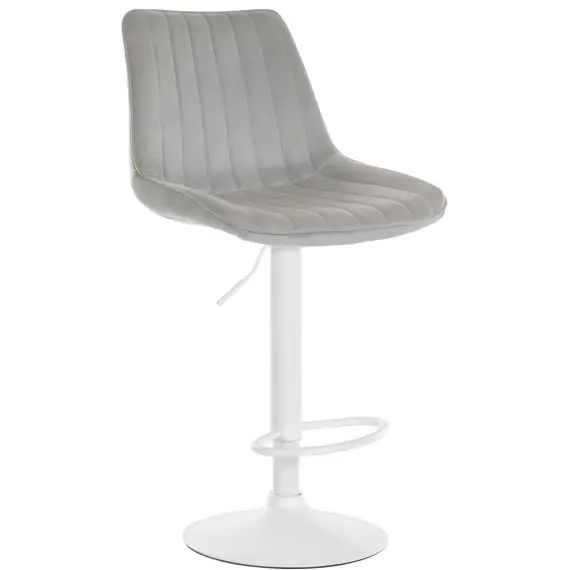 Tabouret de bar velours ajustable pivotant velours Gris