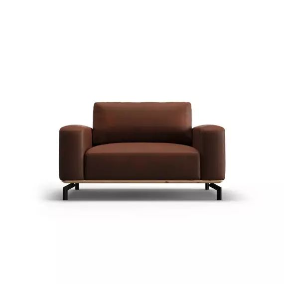 Fauteuil 1 place XL en cuir cuir cognac