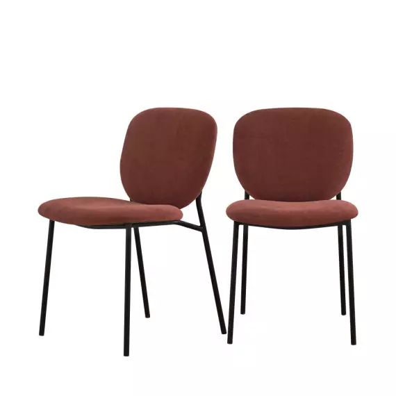 Dalby – Lot de 2 chaises en tissu et métal – Couleur – Rouille