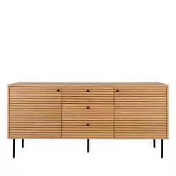 Kyoto – Buffet 2 portes 3 tiroirs en bois et métal L150cm – Couleur – Bois clair