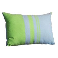 TANGER – Housse de coussin coton motif symétrique vert et bleu 35 x 50