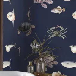 Papier Peint Bleu Poissons Tropicaux 250×200 cm
