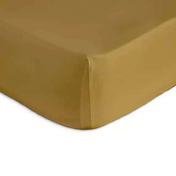 Drap housse 100% coton 100×200+28 cm jaune