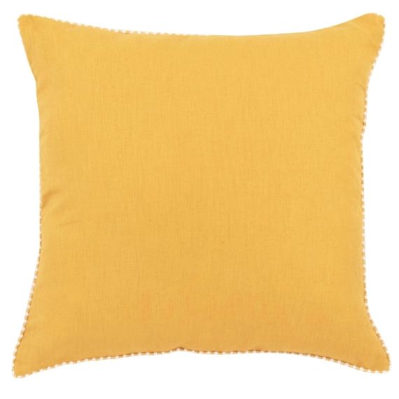 Housse de coussin en coton et lin jaune moutarde et blanc 40×40