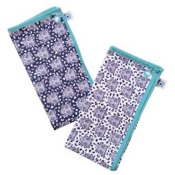 Lot 2 serviettes de table coton bleu léopard bleu 40×40