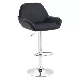 Tabouret de bar velours ajustable pivotant velours Noir