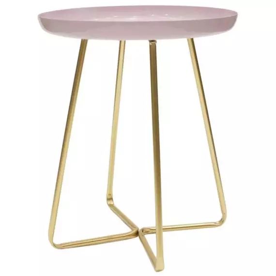 Table d’appoint plateau rond glossy rose
