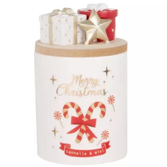 Bougie de Noël parfumée en céramique blanche et rouge, 180g